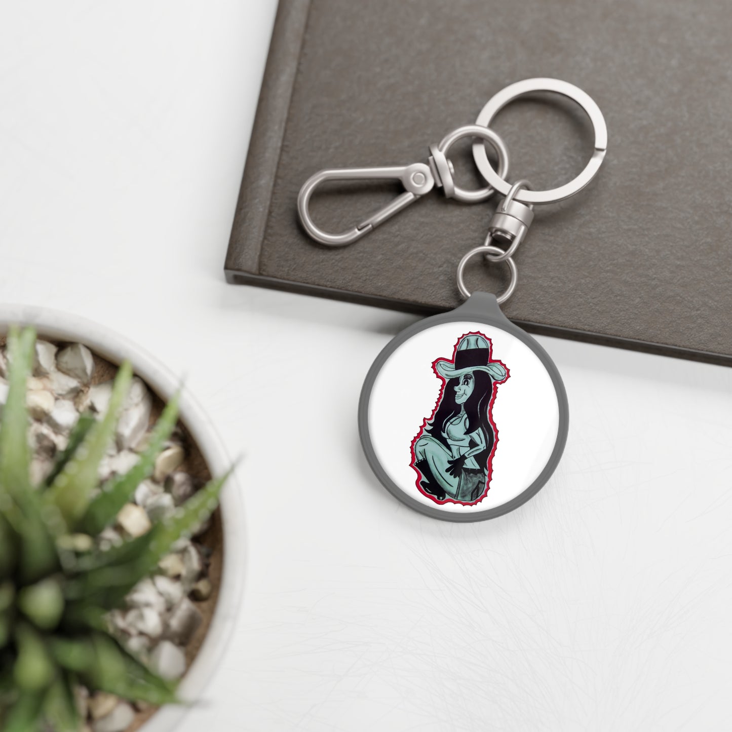 Cowgirl Keyring Tag