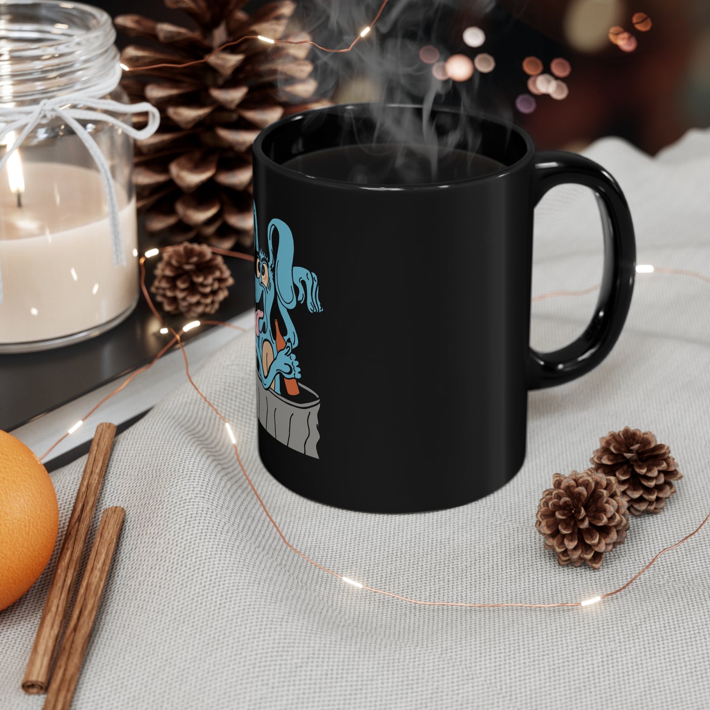 Blue Dog 11oz Black Mug