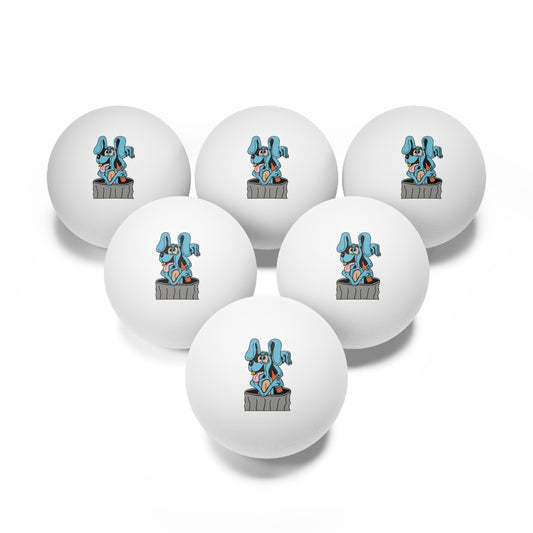 Blue Dog Ping Pong Balls, 6 pcs