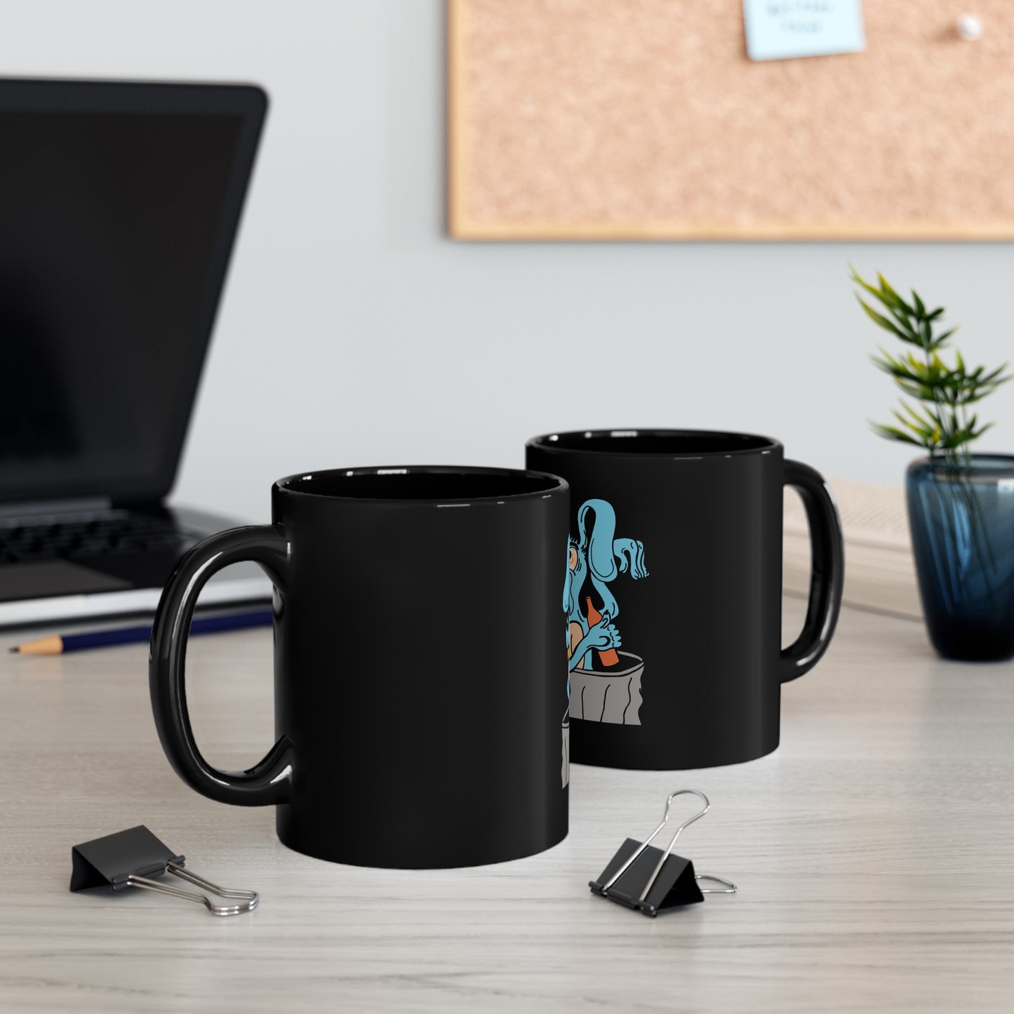 Blue Dog 11oz Black Mug